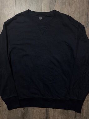 Uniqlo Black Crewneck Sweatshirt Mens XL Blank Pullover